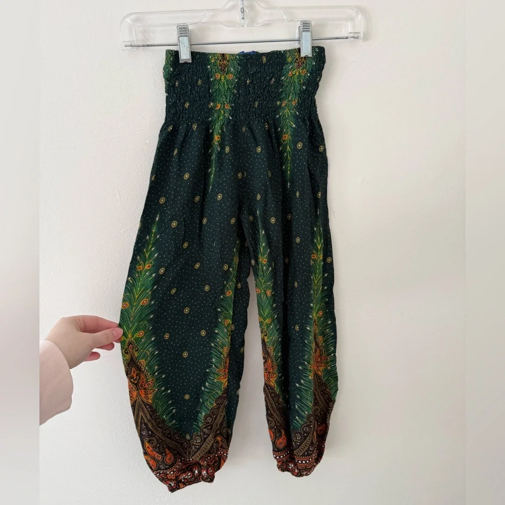 Girls Size 5 Boho Printed Harem Pants Smocked Paisley Peacock Mexicali Blues - Picture 6 of 12